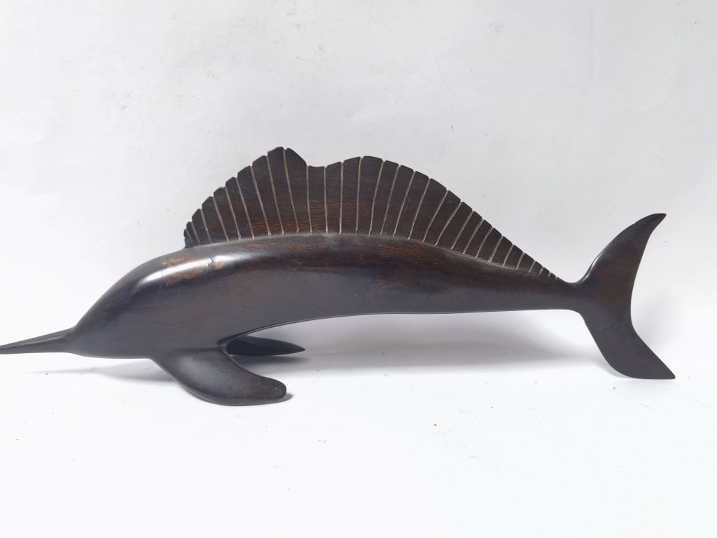 Hand-Carved Wooden Marlin Sculpture (1 of 4)
