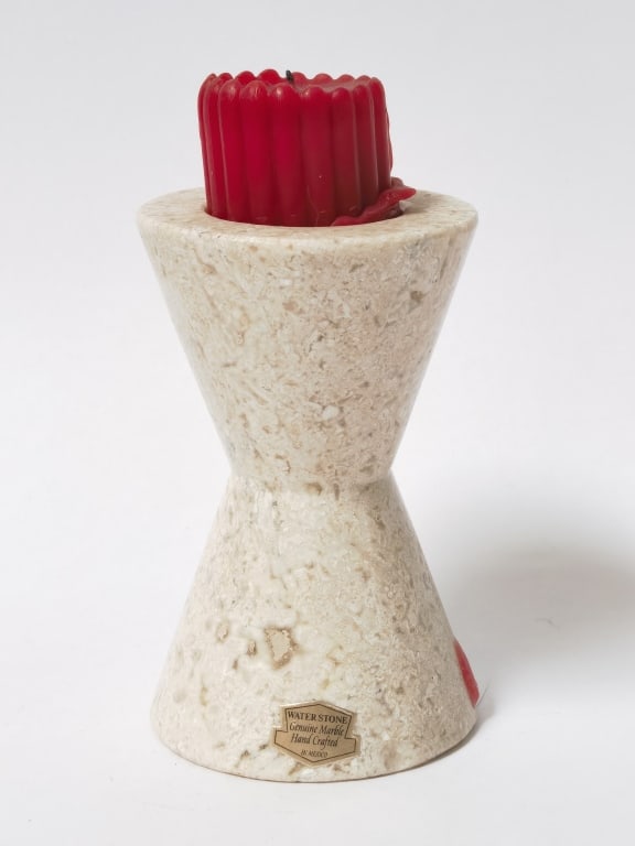 Mexico Hourglass Pedestal Stone Candle Holder: Mexico Hourglass Pedestal Stone Candle Holder, 4.5in by 2.75in