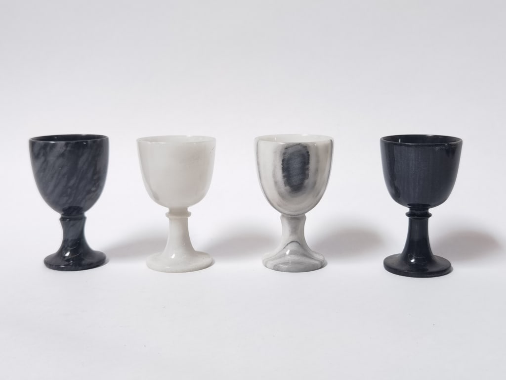 (4) Vintage Marbled Stone Goblets: (4) Vintage Marbled Stone Goblets, 3in