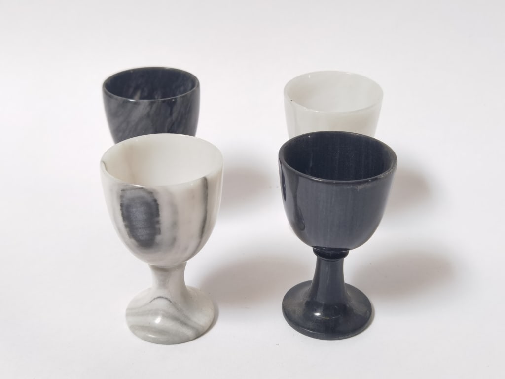 (4) Vintage Marbled Stone Goblets - 2