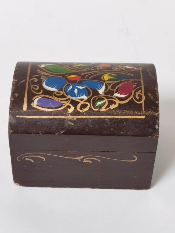 Vintage Folk Art Painted Miniature Jewelry Box (1 of 3)