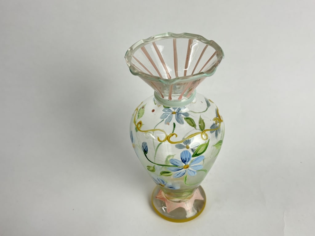 Vintage Fenton Glass Hand Painted Floral Vase (1 of 3)
