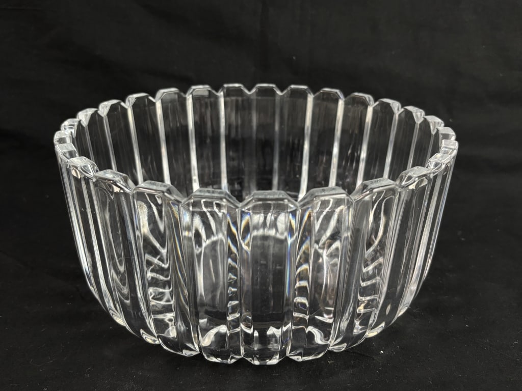 Vintage Ribbed Lead Crystal Fruit Bowl (1 of 3)