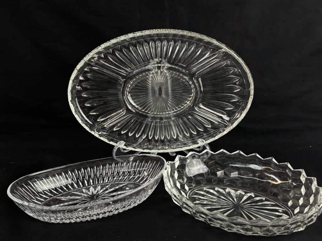 (3) Vintage Glass Table Service Wares (1 of 5)