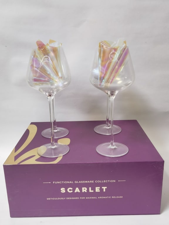 (4) Scarlet Wine Glasses (1 of 4)