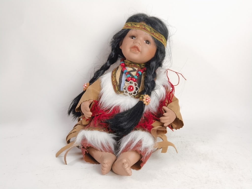 Heritage Signature Native American Porcelain Doll: Heritage Signature Native American Porcelain Doll, 7.5in by 9.25in