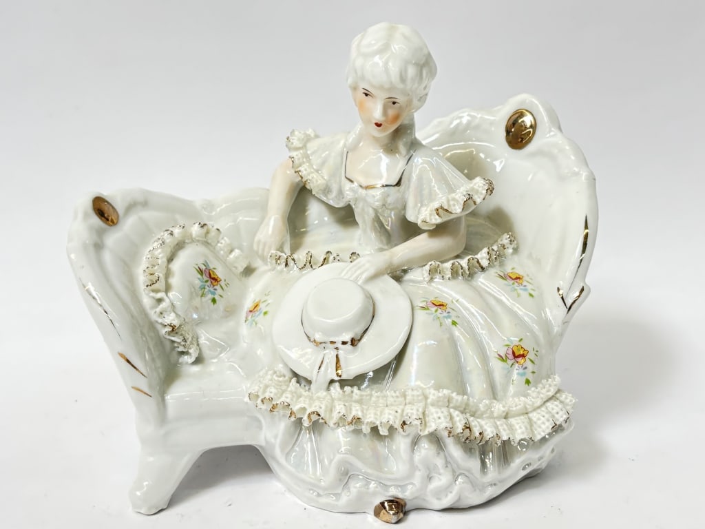 Vintage Porcelain Lady Sitting on Sofa (1 of 4)