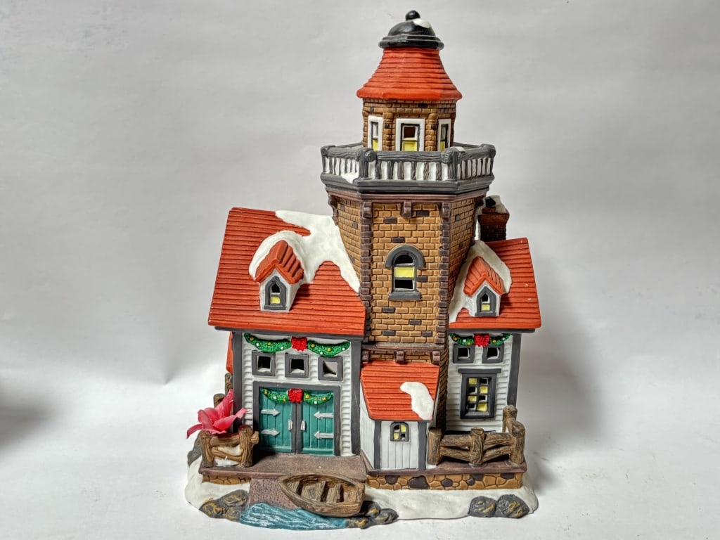 Porcelain Hand Painted Christmas Lighthouse (1 of 3)