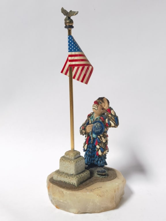 1989 Ron Lee "I Pledge Allegiance" Figurine: 1989 Ron Lee "I Pledge Allegiance" Figurine, Artist Signed with Message, 11in by 4.25in