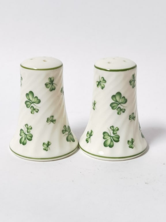 Vintage Belleek "Shamrock" Salt and Pepper Shakers (1 of 2)