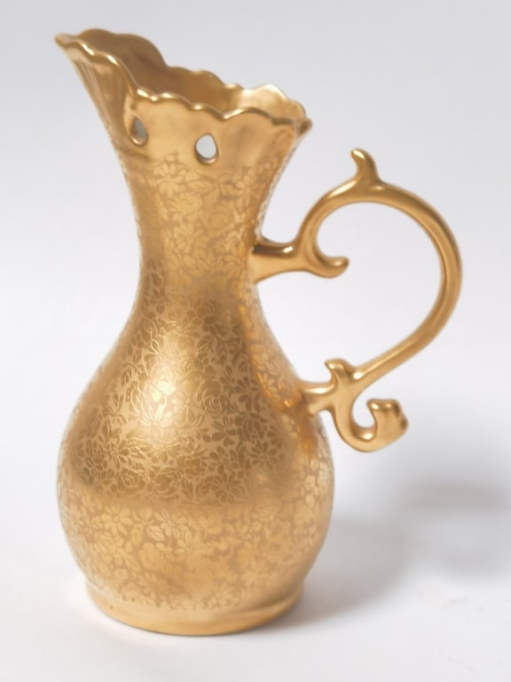 Osborn 22k Gold-Plated Floral Miniature Pitcher: Osborn 22k Gold-Plated Floral Miniature Pitcher, 6in