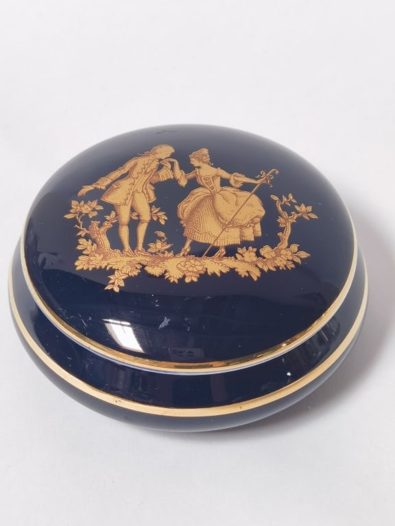 Vintage Limoges France Cobalt Trinket Box (1 of 3)