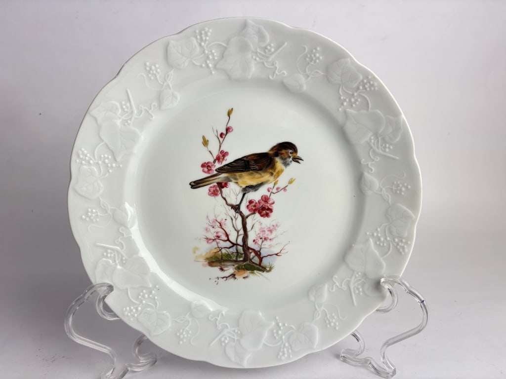 Vintage Lierre Sauvage CNP France Porcelain Bird P: Vintage Lierre Sauvage CNP France Porcelain Bird Plate, 8in