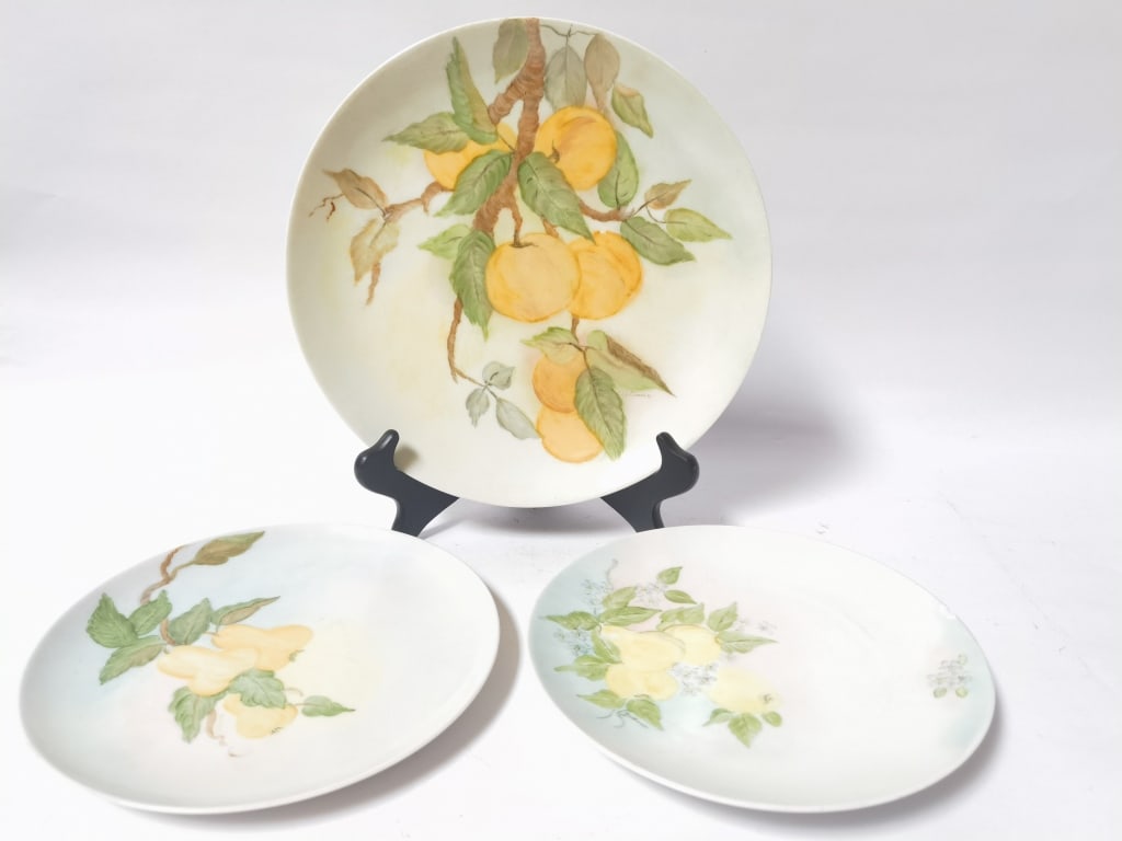 (3) German Bavarian Porcelain Hand Painted Plates (1 of 3)