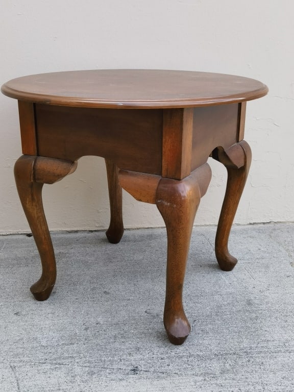 Vintage Round Side Table with Drawer - 4