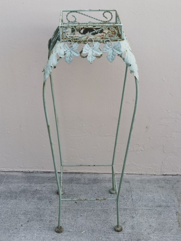 Vintage MCM Iron Plant Stand: Vintage MCM Iron Plant Stand, 38in by 8.5in