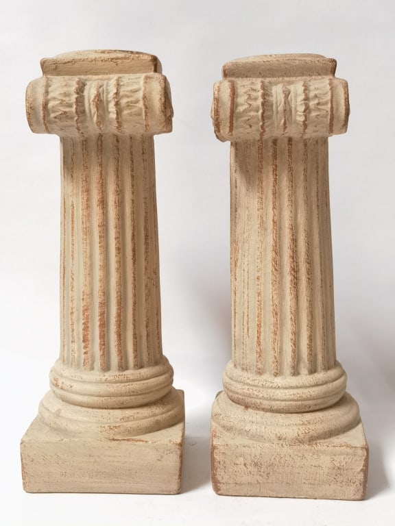 Pr. of Pottery Column Candlesticks - 2