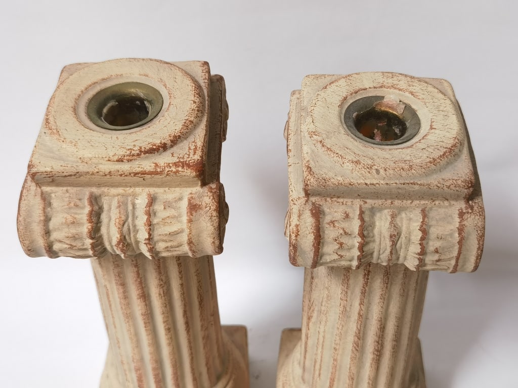 Pr. of Pottery Column Candlesticks - 3