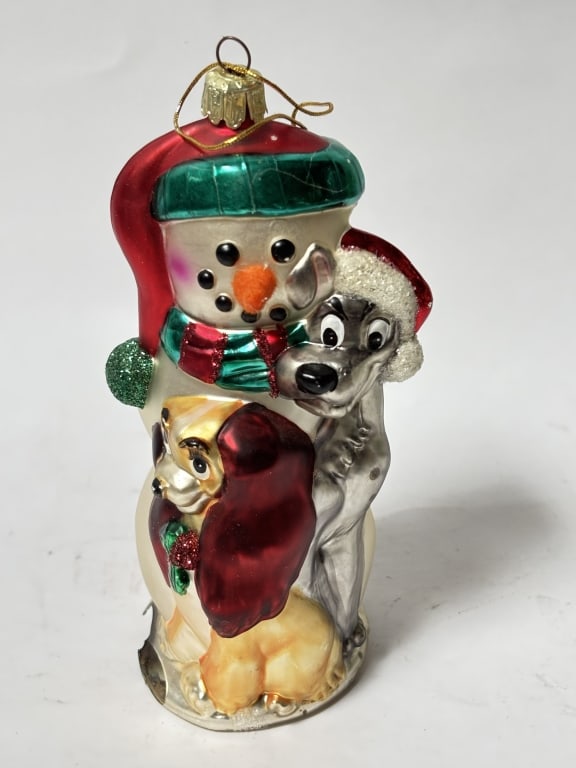 Vintage Snowman Glass Ornament: Vintage Snowman Glass Ornament, 7in
