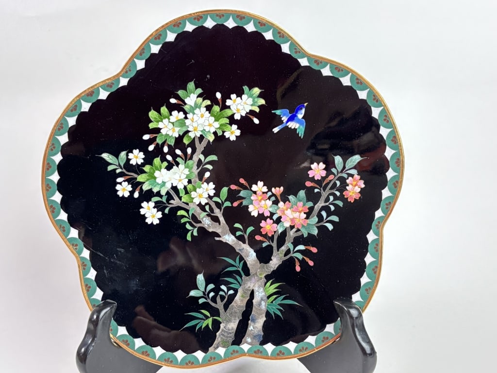 Japanese Cloisonne Flower Dish (1 of 4)