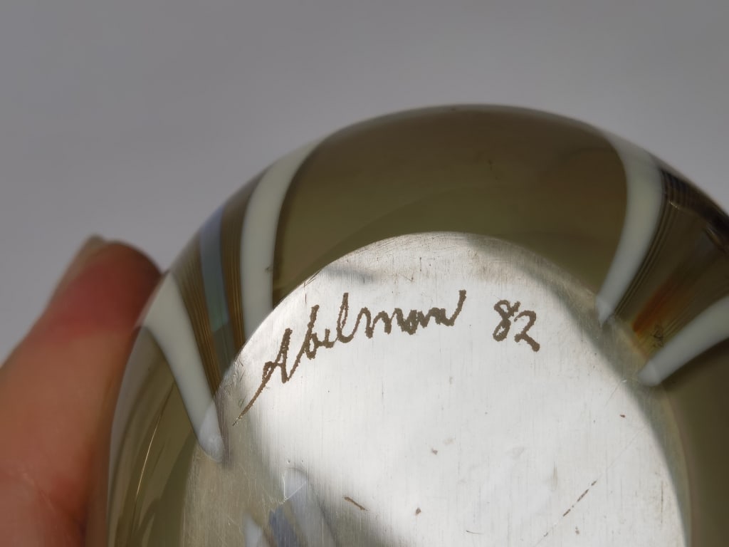 1982 Stuart Abelman Iridescent Pulled Feather Glas - 5
