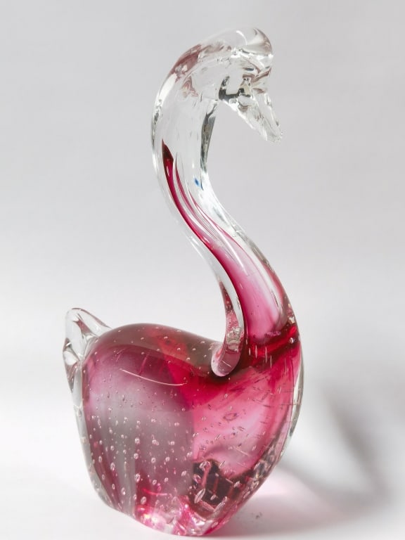 Large Murano Italy Cranberry Controlled Bubble Gla - 4