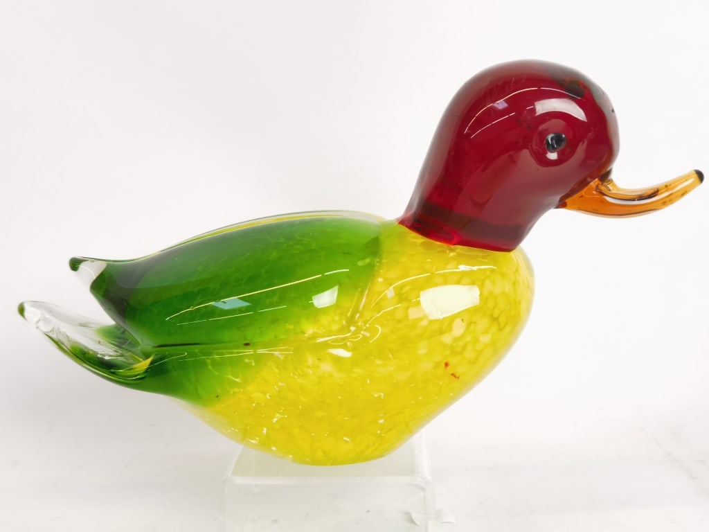 Vintage Murano Italy Art Glass Duck: Vintage Murano Italy Art Glass Duck, 6in by 10in
