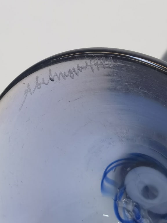 1990 Stuart Abelman Blue Iridescent Pulled Feather - 4