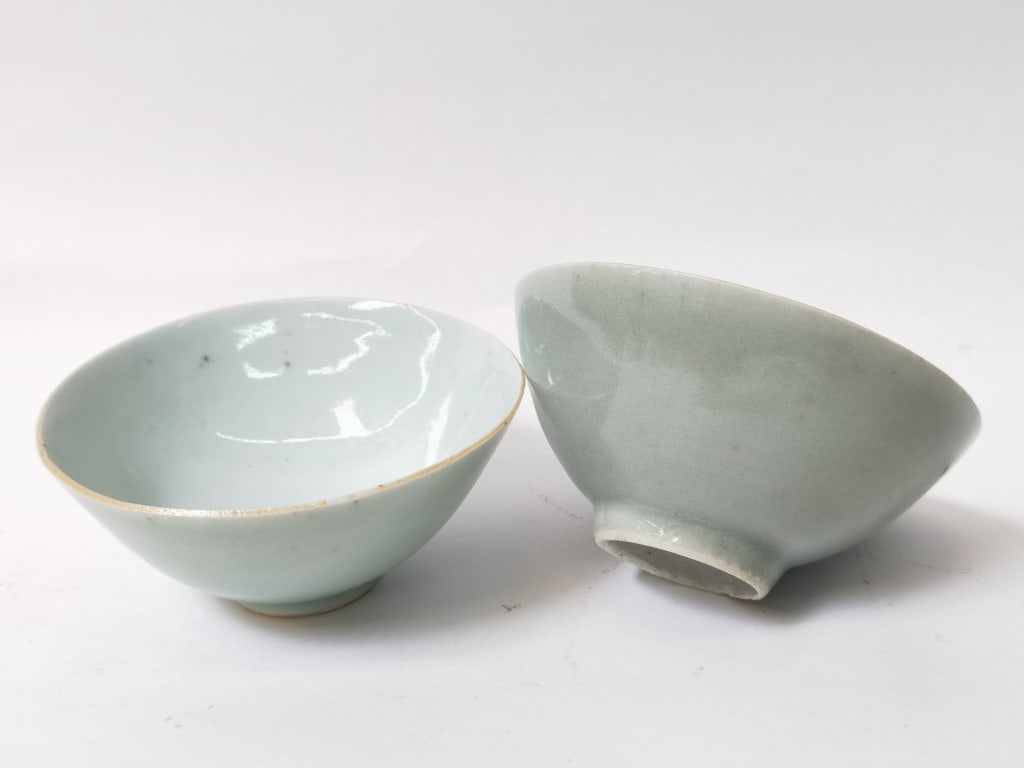 (2) Chinese Porcelain Pea Glaze Bowls (1 of 3)