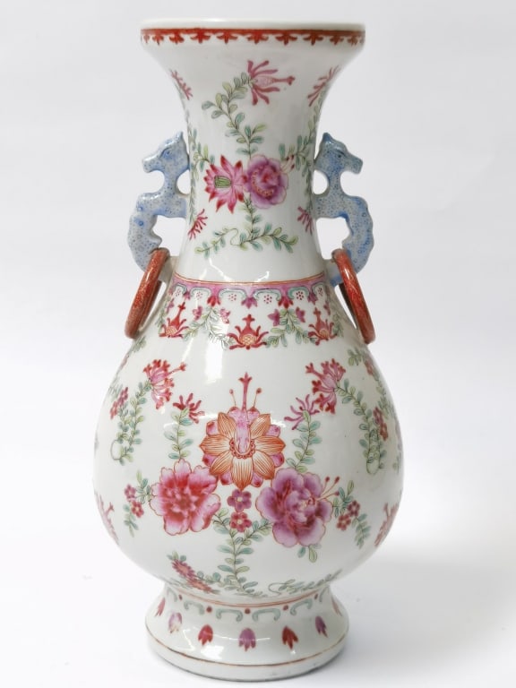 Chinese Porcelain Famille Rose Floral Vase (1 of 6)