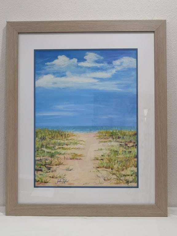 Signed Julie De Rice Landscape Watercolor Painting: Signed Julie De Rice Landscape Watercolor Painting, 33.5in by 27.5in