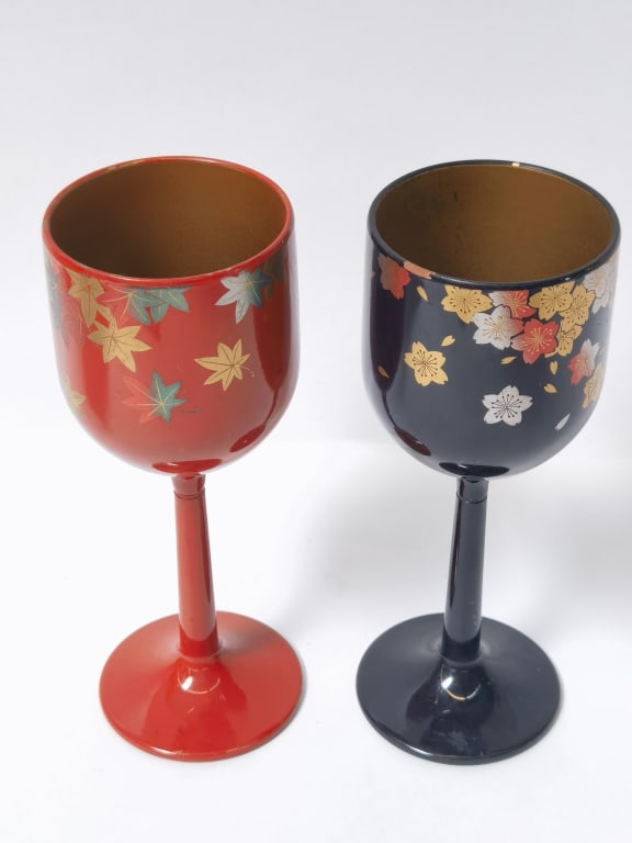(2) Japanese Lacquerware Wine Goblets - 2