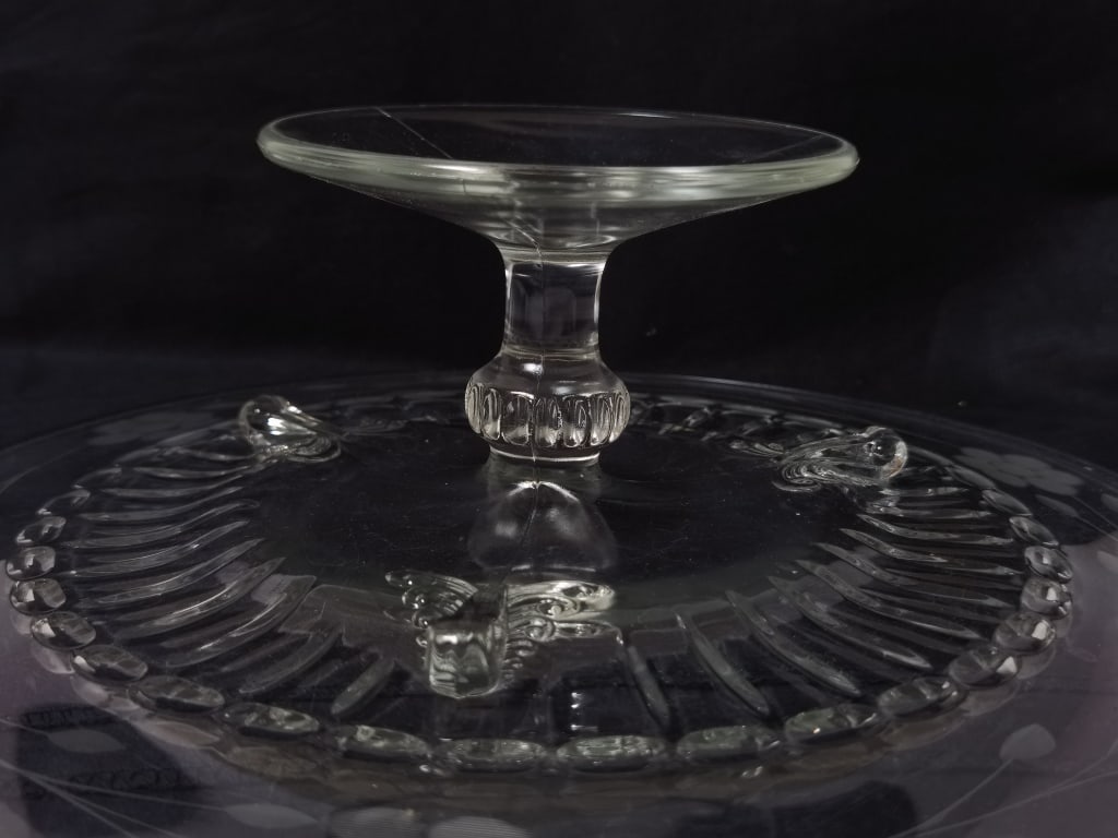 Etched Glass Footed Platter - 2