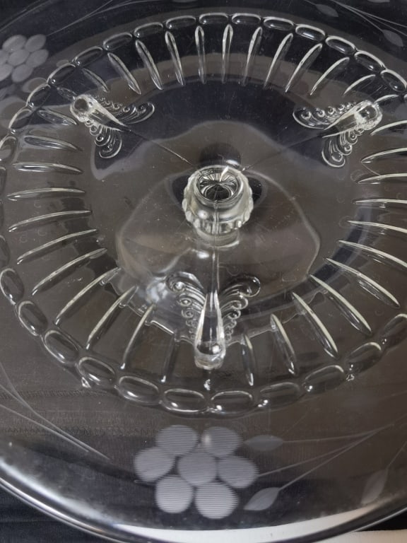 Etched Glass Footed Platter - 5