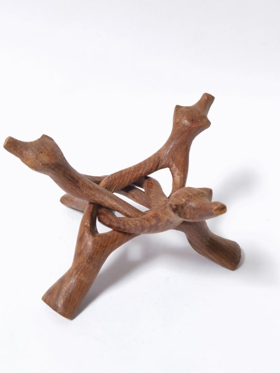 Interlocking Three-Legged Wood Display Stand - 2