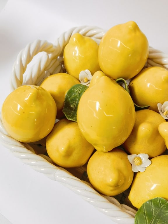 Vintage Italian Ceramic Lemon Basket Centerpiece - 4