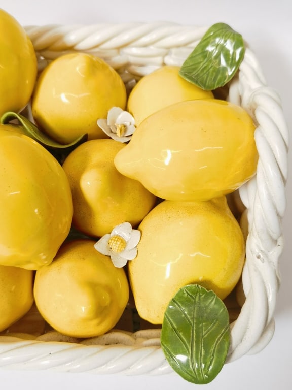 Vintage Italian Ceramic Lemon Basket Centerpiece - 5