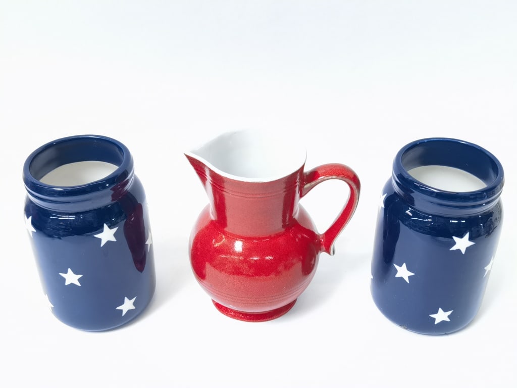 Americana Ceramic Pitcher and Jars - 2