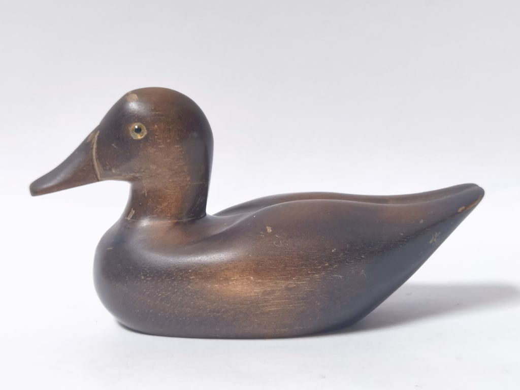 Vintage Polished Wood Duck Decoy: Vintage Polished Wood Duck Decoy, 7.25in
