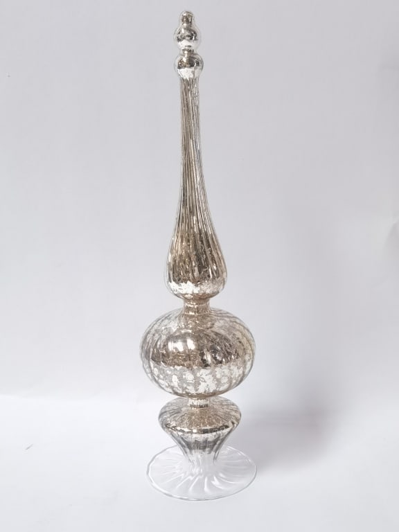 Mercury Glass Finial Ornament: Mercury Glass Finial Ornament, 12.5in