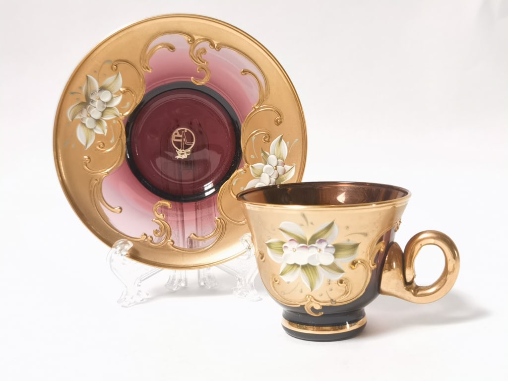 2006 Signed Barrow Venesia Gilt Floral Cup Set (1 of 4)