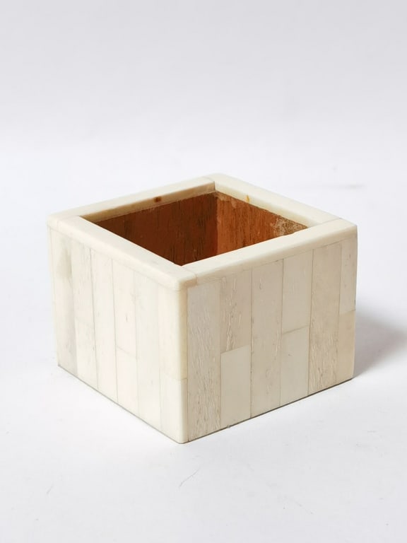 Square Bone-Veneer Planter: Square Bone-Veneer Planter, 2.5in by 2in