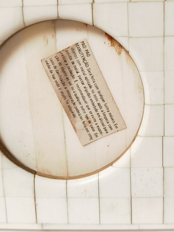 Square Inlaid Bone Frame with Label - 2
