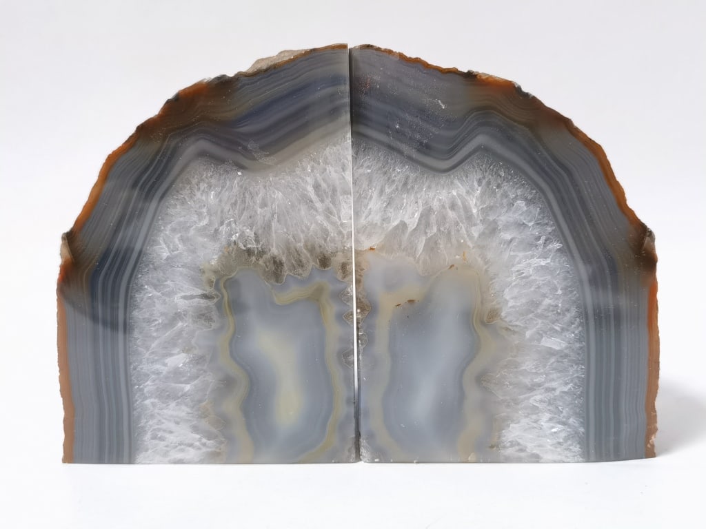 Pr. of Natural Agate Geode Bookends (1 of 4)