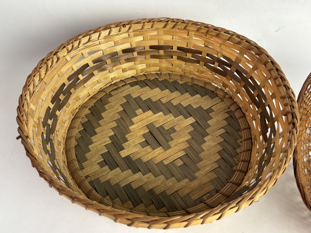 (2) Woven Bamboo Baskets - 3