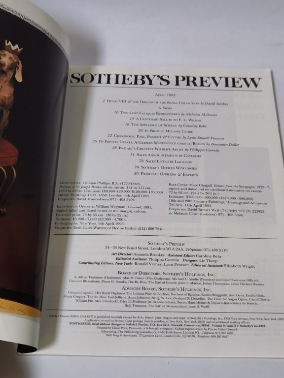 1993 Sotheby's Preview Catalog - 2
