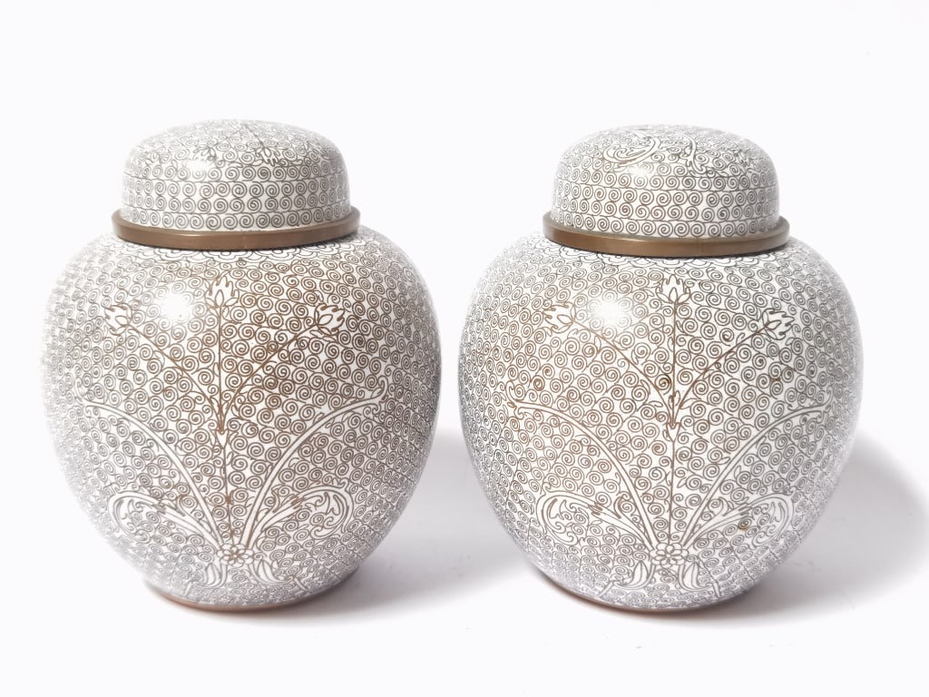 Pr. of Chinese Cloisonne Jars (1 of 7)