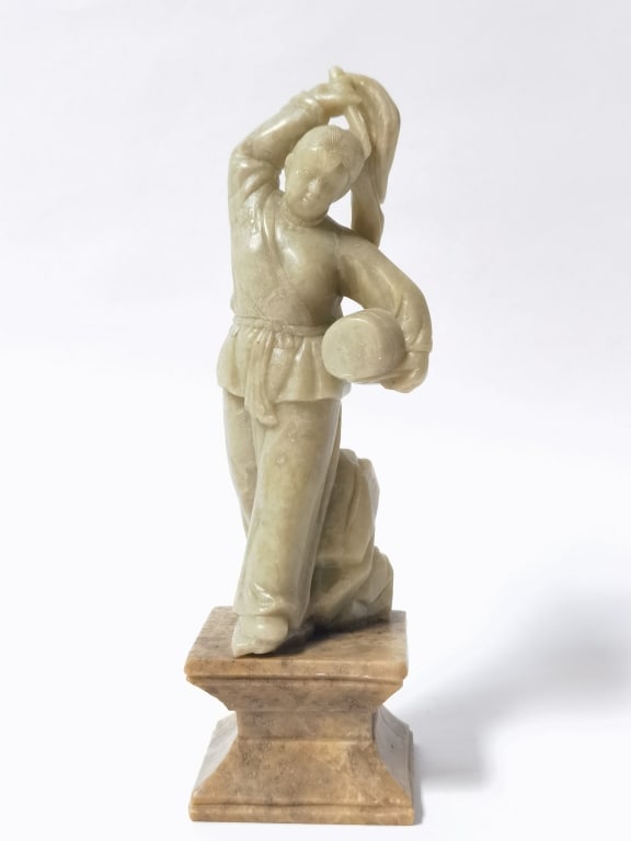 1950-60 Chinese Soapstone Figurine of a Woman: 1950-60 Chinese Soapstone Figurine of a Woman, 8in