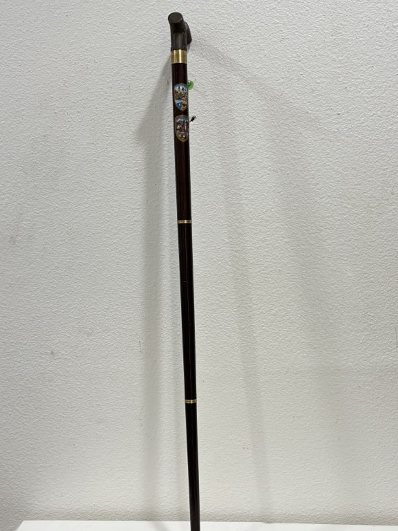 German Figural Fritz-Handle Walking Cane: German Figural Fritz-Handle Walking Cane, 35.5in