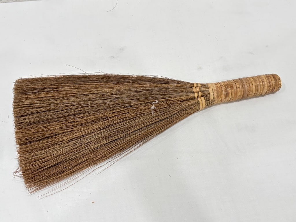 Traditional Hand-Tied Asian Whisk Broom: Traditional Hand-Tied Asian Whisk Broom, 14in by 6.5in